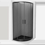 Mexen Rio полукръгла душ кабина 90 x 90 см, графит, черна + тава Flat, черна (863-090-090-70-40-4170B)