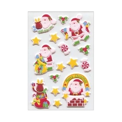 Vánoční etikety Santa, pěnový efekt, 1 arch