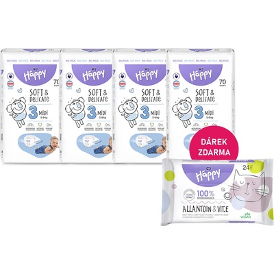 Bella Happy Soft & Delicate BigPack 3 5-9 kg - 4x70 ks 280 ks