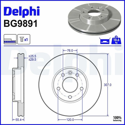 Brzdový kotúč (cena za 1ks) DELPHI BG9891