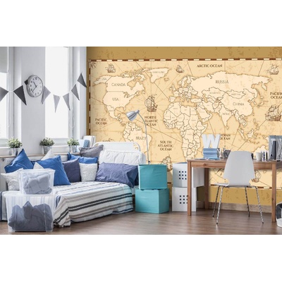 DIMEX ART Самозалепваща се флизелинова фототапета винтидж карта на света 375 x 250 см