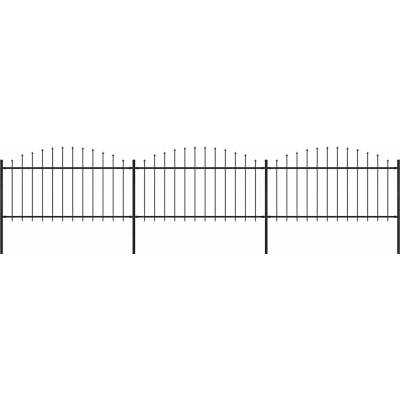 OMAXI Zahradní plot s kopím nahoře ocelový 504 x 150 cm černý 714615