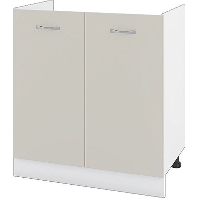 Долен шкаф за бордова мивка с две врати Сити БС-30 бяло гладко / сатен 80 см
