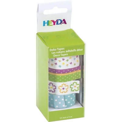 Heyda samolepiace washi papierové pásky kvietky 1,5 cm x 5 m 4 ks sada