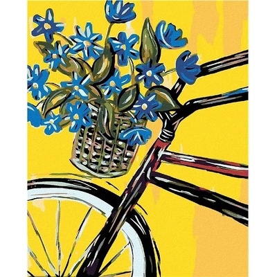 zuty Malování podle čísel Modré květy na kole 80 x 100 cm bez rámu a bez vypnutí plátna