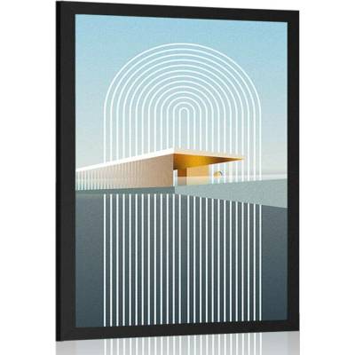 Plakát duha s abstraktním pozadím Mid-Century - 60x90 silver