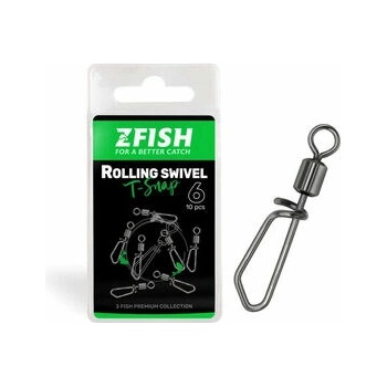 Zfish Obratlík s Karabínkou Rolling Swivel With T Snap Veľkosť 14 10 ks Nosnosť 14 kg