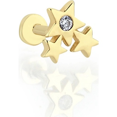 Lillian Vassago Zlatý piercing labreta s hvězdami a zirkonem LLV92-GPI011LB