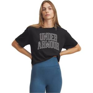 Under Armour Тениска Under Armour Women's Varsity Oversized T-Shirt - Black/White