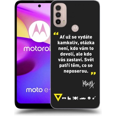 Púzdro Picasee silikónové Motorola Moto E40 - Kazma - SVĚT PATŘÍ TĚM, CO SE NEPOSEROU čierne