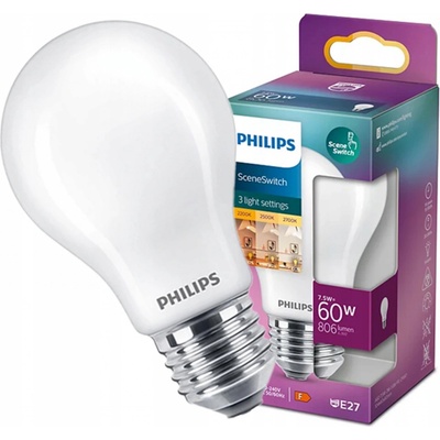 Philips 8719514263963 LED žárovka 1x7,5W E27 1055lm 2200-2500-2700K 3 světelné módy, matná bílá, EyeComfort
