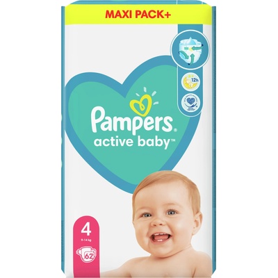 Бебешки пелени Pampers - Active Baby 4, 62 броя (1007000110)