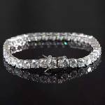 Silenti Jewelry Сребърна гривна "Лукс" - Голяма - 5мм камък