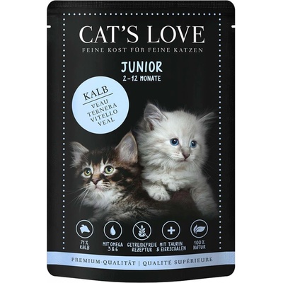 Cat's Love Junior s telecím masem vaječnými skořápkami a lososovým olejem 12 x 85 g