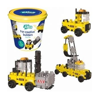 Clics Toys CLICS Educational Building Blocks 5in1, 123 Elements Construction Machinery
