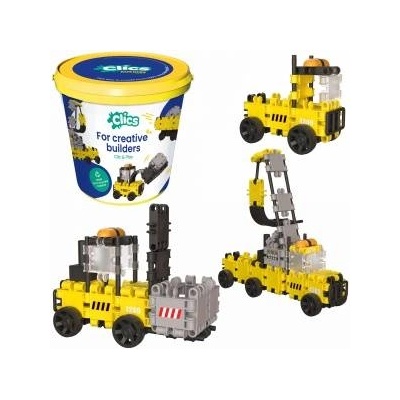 Clics Toys CLICS Educational Building Blocks 5in1, 123 Elements Construction Machinery