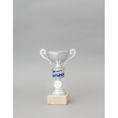 Stříbrnomodrý sportovní pohár s trubkou a uchy 19 29 cm 19 cm