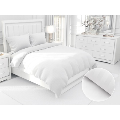 Biante damašek obliečky Atlas Grádl DM-011 Biele pásiky 2cm 240x200 2x70x90
