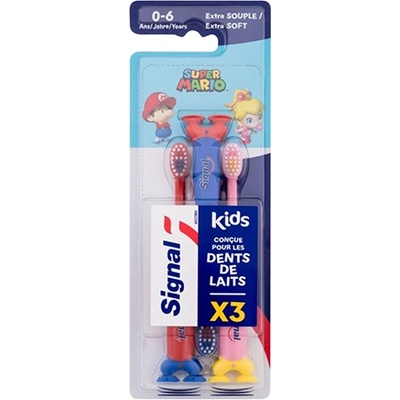 Signal Kids Super Mario Extra Soft Toothbrush комплект от 3 бр. четки за зъби еxtra soft за деца 1 бр