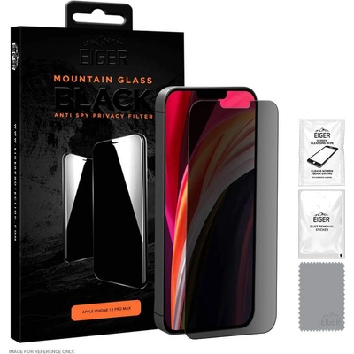 Eiger Mountain Glass Black Anti-Spy Privacy Filter Tempered Glass - калено стъклено защитно покритие с определен ъгъл на виждане за дисплея на iPhone 12 Pro Max