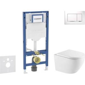 Geberit Duofix - Комплект за монтаж пред стена, тоалетна Oudee и седалка със система „softclose, бутон Sigma20, бял/хром SANI11CA31130 (SANI11CA31130)