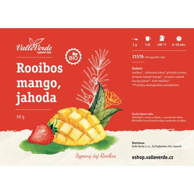 Valle Verde Rooibos mango jahoda BIO 50 g