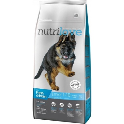Nutrilove Junior Large Breed s čerstvým kuřecím 12 kg
