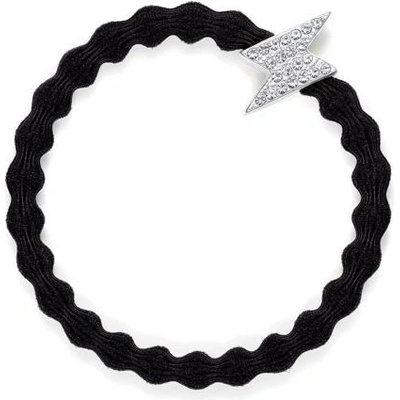 By Eloise London Silver Bling Diamanté Bolt гривна / ластик за коса цвят черен