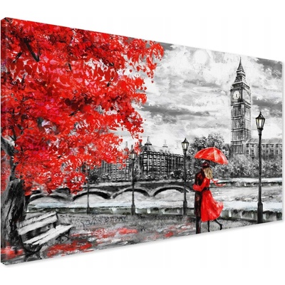 Moderný obraz Big Ben – Londýnska prechádzka s dáždnikom Veľkosť: 100x70