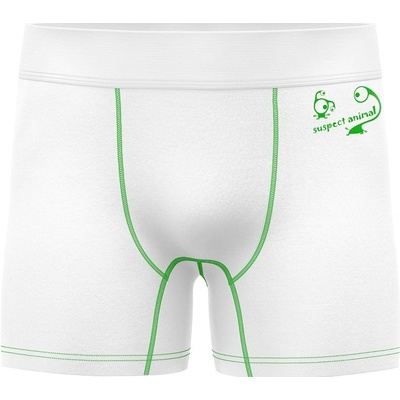 Suspect Animal dětské funkční trenýrky Bamboo Ultra bílá bílá/zelená