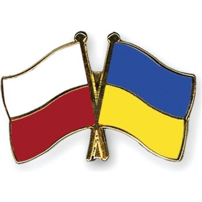 Odznak (pins) 22mm vlajka Poľsko + Ukrajina - farebný