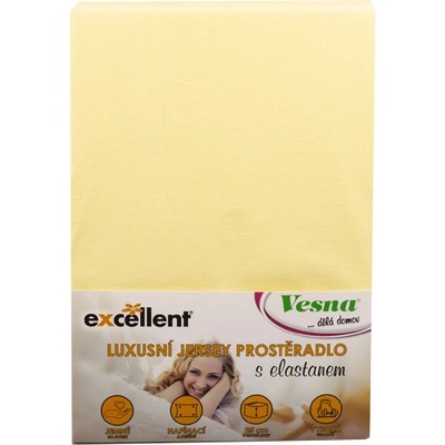 Vesna Prostěradlo jersey Excellent s elastanem světle žluté 140x200