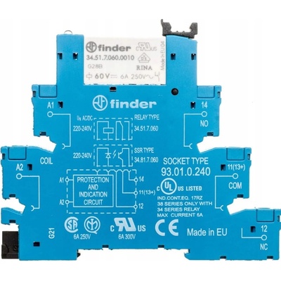 Relé 38.51.0.240.0060 6A 220-240V AC/DC FINDER