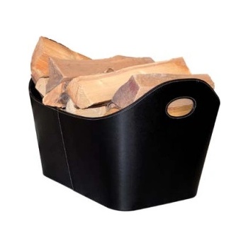 Lienbacher Koš na dřevo imitace kůže 35 x 40 x 55 cm černý