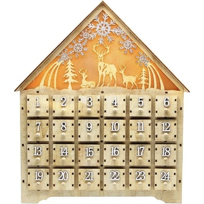 LAMER Dřevěný adventní kalendář s LED osvětlením