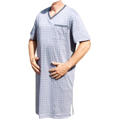 Xcena pánská noční košile kr.rukáv do V s kapsičkou šedá – Zboží Mobilmania