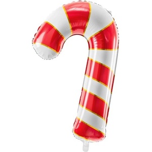 Party Deco Фолиев Балон "Бастунче за Коледа", 50x82 см, в Червено (FB53-007)
