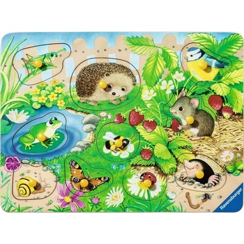 Ravensburger Детски дървен пъзел Ravensburger от 10 части - Градински приятели (12004040)