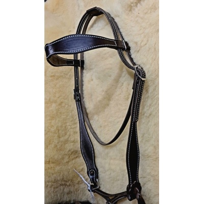 MONTANA westernová uzdečka s širokou čelenkou prošívaná sv.hnědá