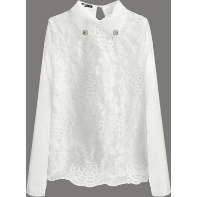 Elegantní halenka ecru s límečkem 8521/1