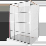 Mexen Kioto самостоятелна душ преграда 130 x 200 см, черна решетка 8 мм, матова мед - 800-130-002-65-77 (800-130-002-65-77)