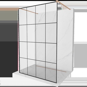 Mexen Kioto самостоятелна душ преграда 130 x 200 см, черна решетка 8 мм, матова мед - 800-130-002-65-77 (800-130-002-65-77)