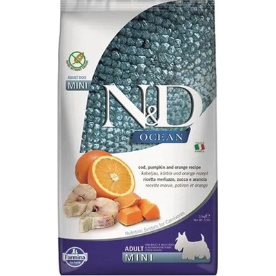 N&D OCEAN PUMPKIN GF adult Mini treska a pomeranč 2,5 kg