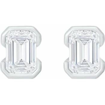 Eppi Minimalistické strieborné napichovacie náušnice s emerald lab-grown diamantom Agata E49281