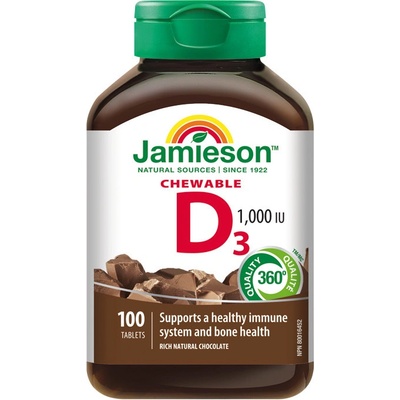 Jamieson Vitamín D3 1000 IU čokoláda 100 tablet
