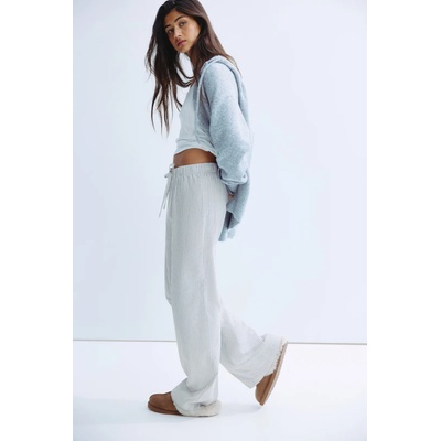H&M Flanelové pyžamové kalhoty šedé s proužky