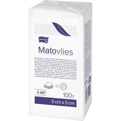 Matopat Matopat Kompresy z netkanej textílie na kozmetiku v papierovom obale 100 ks 5 x 5 cm 4 40 g