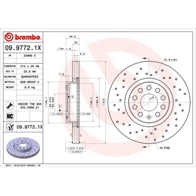 Brzdový kotúč BREMBO 09.9772.1X