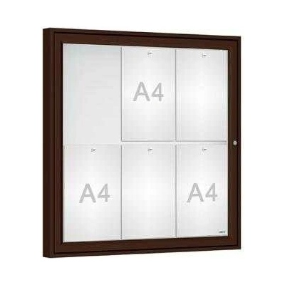 PROCITY Vonkajšia vitrína Classique, 6 x A4, plexi, hneda