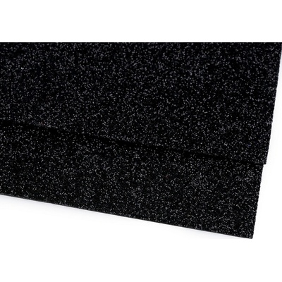 Pěnová guma Moosgummi s glitry 20x30 cm, malé, 19 černá